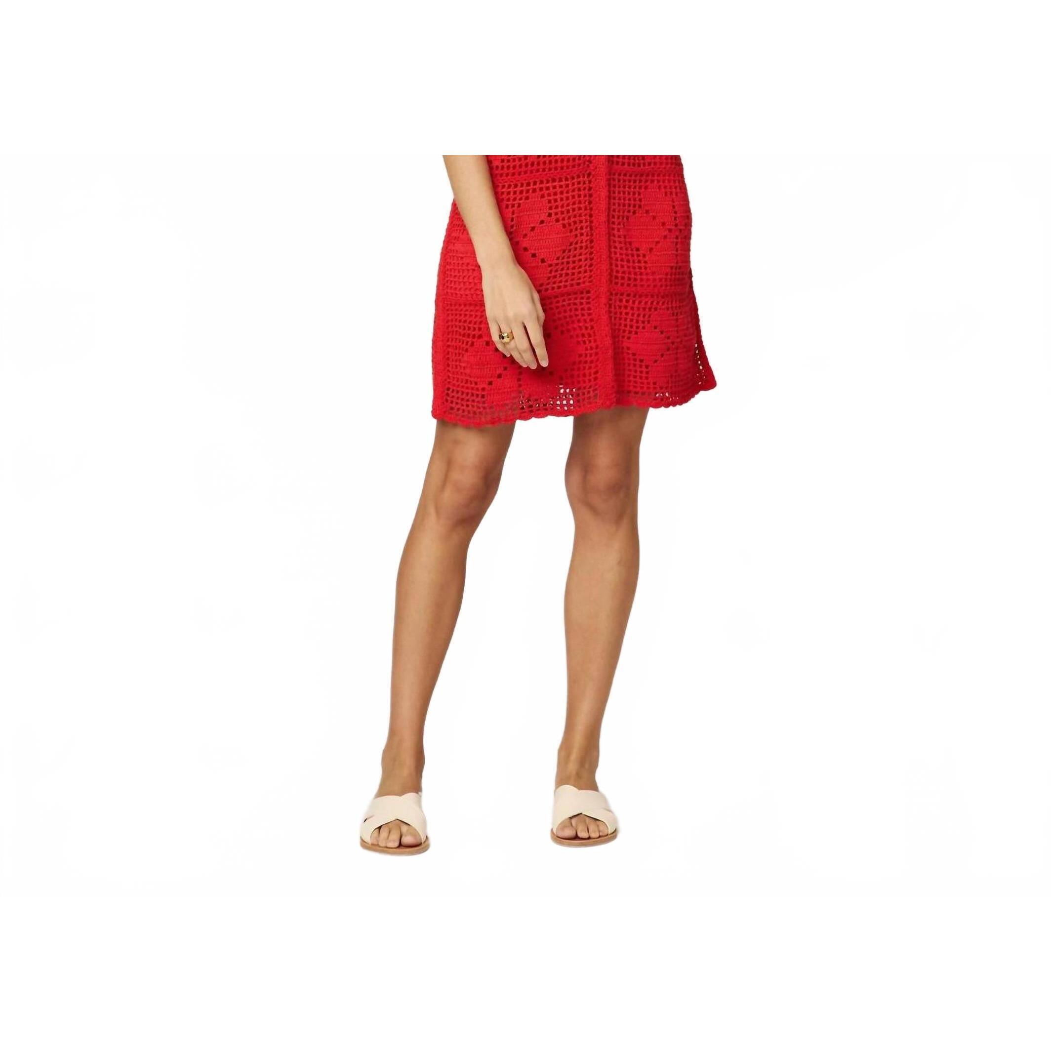 New Vince Ileanna Crochet Mini Dress In Poppy Red